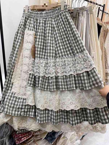 skirts mori women's elastic waist plaid skirt lace stitching asymmetric ruffle cake female 6863 e76z, Black
skirts mori women's elastic waist plaid skirt lace stitching asymmetric ruffle cake female 6863 e76z, Black