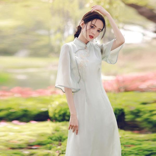 ethnic clothing women summer design sense niche trumpet sleeve elegant style cheongsam improved jacquard retro floral ladies midi chiffon dr, Red
ethnic clothing women summer design sense niche trumpet sleeve elegant style cheongsam improved jacquard retro floral ladies midi chiffon dr, Red