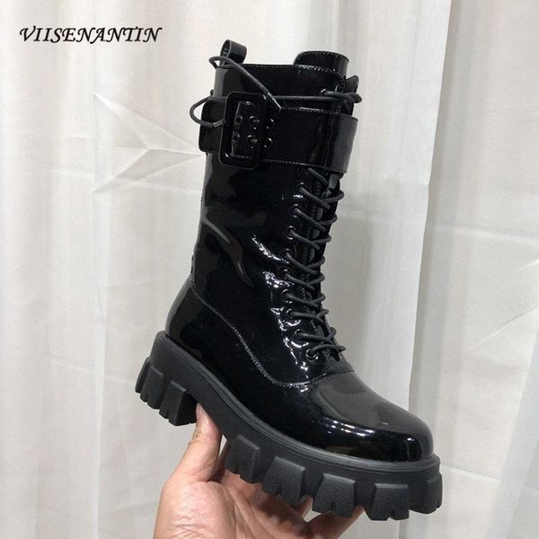 viisenantin 2020 autumn winter new boots womens shiny leather thick soled platform shoes buckle belt decor lace up booties 35wl#, Black
viisenantin 2020 autumn winter new boots womens shiny leather thick soled platform shoes buckle belt decor lace up booties 35wl#, Black