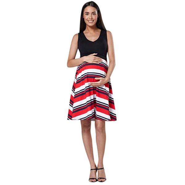 maternity dresses women pregnant nursing sleeveless stripe print patchwork dress clothing casual women's pregnancy, White
maternity dresses women pregnant nursing sleeveless stripe print patchwork dress clothing casual women's pregnancy, White