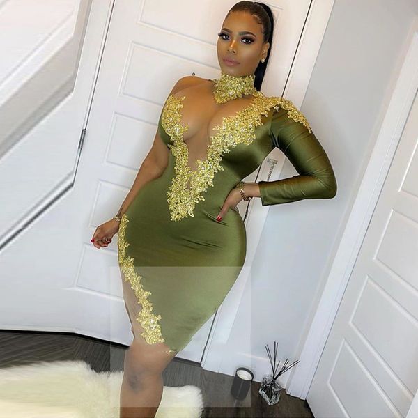 long sleeve amy green short prom dresses 2022 gold lace african aso ebi party cocktail evening graduation gown robe de princesse, Black
long sleeve amy green short prom dresses 2022 gold lace african aso ebi party cocktail evening graduation gown robe de princesse, Black