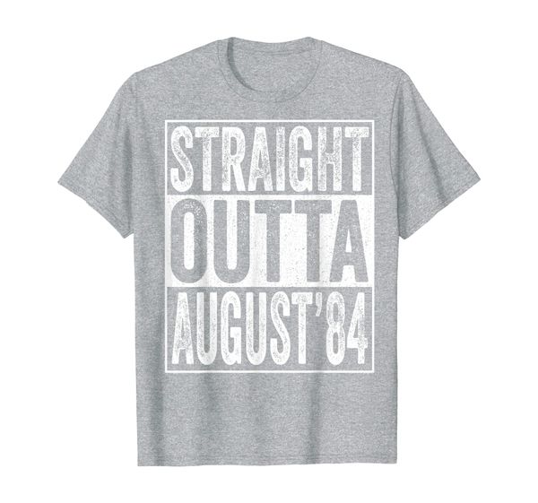straight outta august 1984 35th birthday gift 35 year old t-shirt, White;black 
straight outta august 1984 35th birthday gift 35 year old t-shirt, White;black
