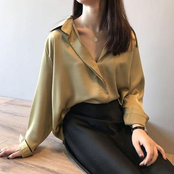 women's blouses & shirts 2021 chic style casual women loose poplin shirt korean solid color temperamen silk blouse elegant oversize top, White
women's blouses & shirts 2021 chic style casual women loose poplin shirt korean solid color temperamen silk blouse elegant oversize top, White
