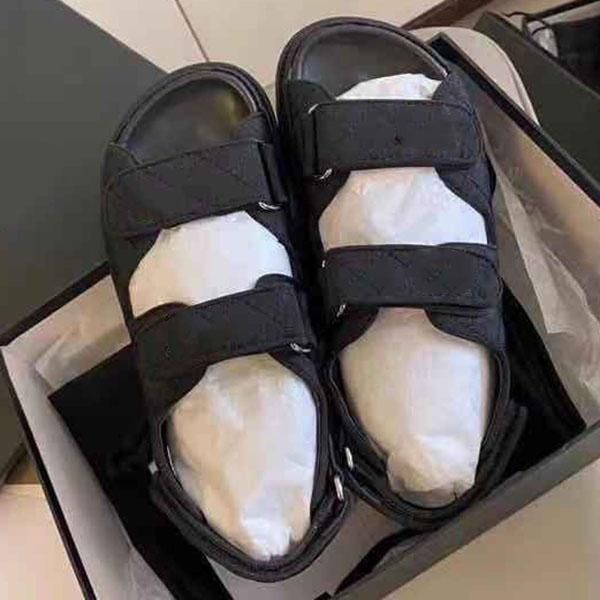 2021 - luxury new crystal calf leather quilted platform sandals designer women's flat sandals 35-41 with box b1, Black
2021 - luxury new crystal calf leather quilted platform sandals designer women's flat sandals 35-41 with box b1, Black