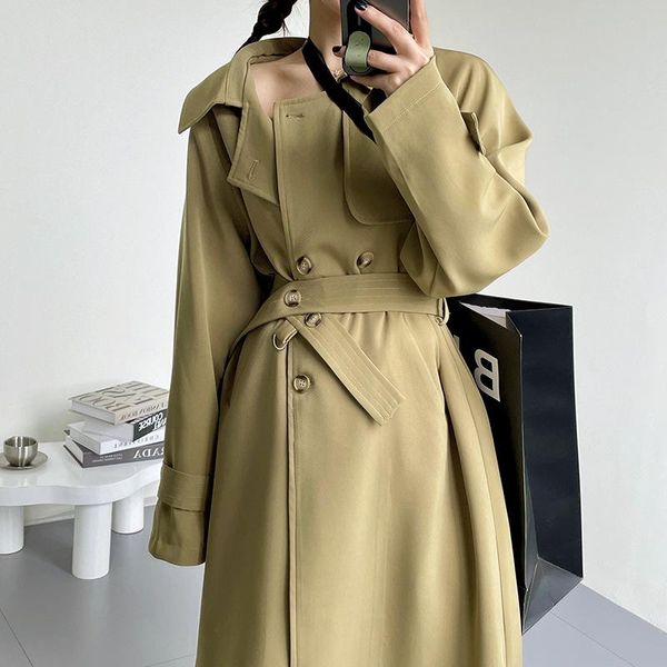 women's trench coats fashionable long windbreaker jacket female 2021autumn winter product double-breasted with belt and generous thin, Tan;black
women's trench coats fashionable long windbreaker jacket female 2021autumn winter product double-breasted with belt and generous thin, Tan;black