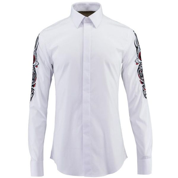 men's casual shirts minlgu men luxury sleeve embroidery long mens fashion slim fit cotton man plus size 4xl, White;black
men's casual shirts minlgu men luxury sleeve embroidery long mens fashion slim fit cotton man plus size 4xl, White;black