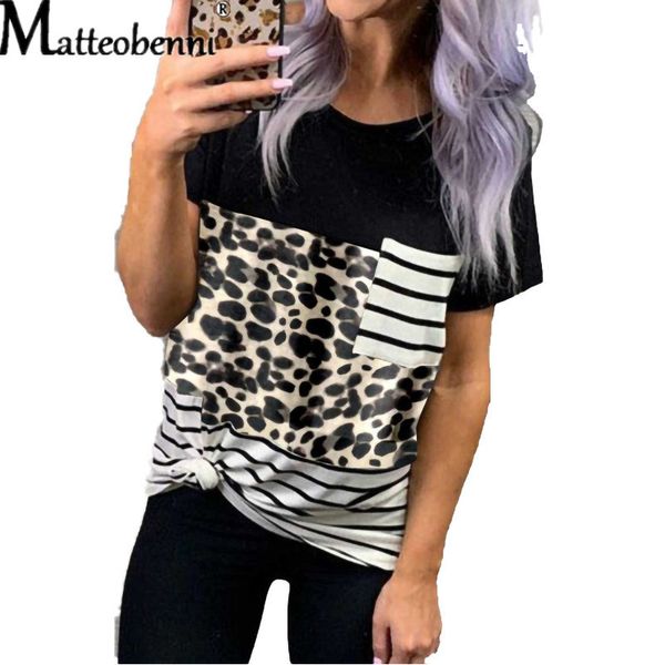 2021 new fashion women casual short sleeve summer t-shirt leopard stripes stitching pocket ladies loose t shirt streetwear bsbu, White
2021 new fashion women casual short sleeve summer t-shirt leopard stripes stitching pocket ladies loose t shirt streetwear bsbu, White