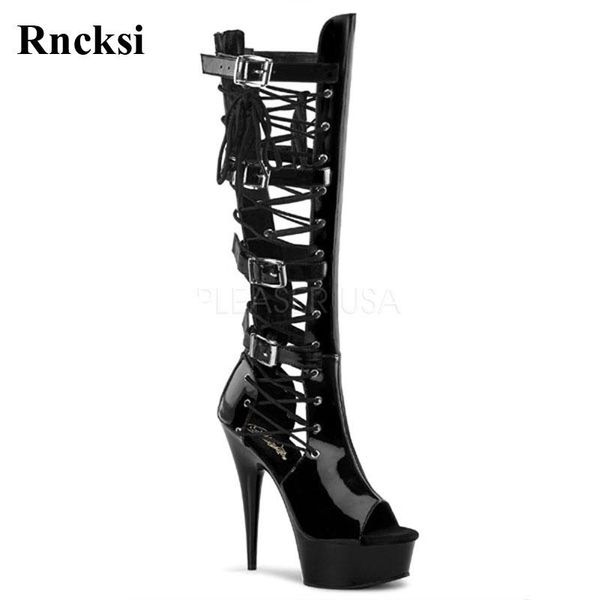 boots rncksi buckle straps women peep toe cut out party quee heels shoes dance 15cm high knee, Black
boots rncksi buckle straps women peep toe cut out party quee heels shoes dance 15cm high knee, Black