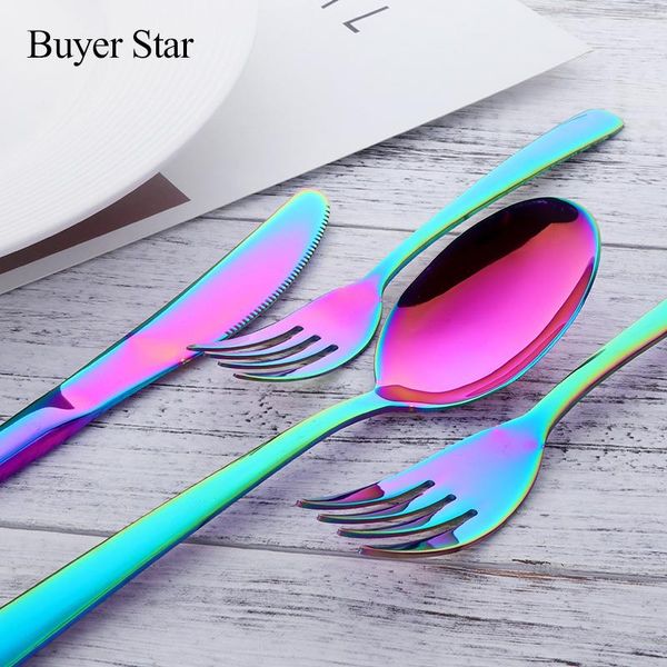 buyer star fantastic flatware iridescent cutlery set stainless steel tableware dinner service include for 9 knife/fork/spoon
buyer star fantastic flatware iridescent cutlery set stainless steel tableware dinner service include for 9 knife/fork/spoon