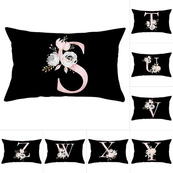 26 alphabet flower throw pillowcase for home decorative pillows covers black rectangle letter cushion cover 30*50cm
26 alphabet flower throw pillowcase for home decorative pillows covers black rectangle letter cushion cover 30*50cm