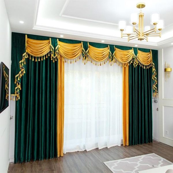light luxury nordic deep green velvet curtains for living room bedroom study yellow stitching valance curtains tulle custom
light luxury nordic deep green velvet curtains for living room bedroom study yellow stitching valance curtains tulle custom