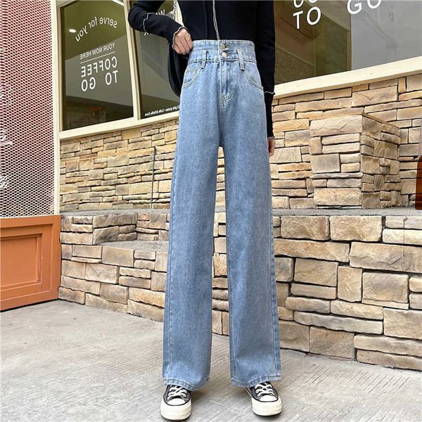 summer spring and 2021 large loose pants high waist straight jeans women's slim wide leg, Blue
summer spring and 2021 large loose pants high waist straight jeans women's slim wide leg, Blue