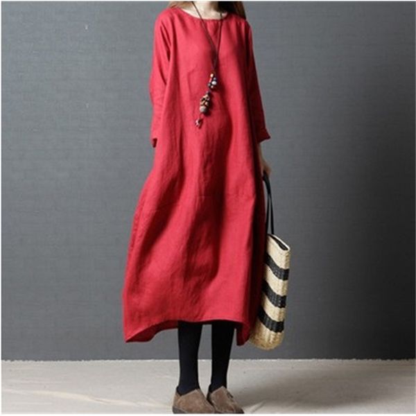women's s korean version loose large cotton linen long sleeved round neck skirt, Black;gray
women's s korean version loose large cotton linen long sleeved round neck skirt, Black;gray