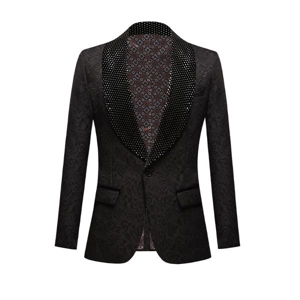 men's suits & blazers black print slim jacket 2021 club stage sports formal wedding suit ball, White;black
men's suits & blazers black print slim jacket 2021 club stage sports formal wedding suit ball, White;black