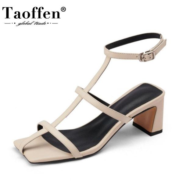 sandals taoffen size 33-40 women high heel real leather buckle shoes for summer dress patchwork ladies footwear, Black 
sandals taoffen size 33-40 women high heel real leather buckle shoes for summer dress patchwork ladies footwear, Black