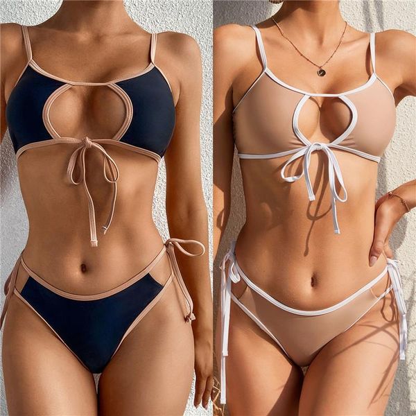 women's swimwear women split swimsuit set solid color backless low cut bikini lace-up panties for summer waist bikinis, White;black
women's swimwear women split swimsuit set solid color backless low cut bikini lace-up panties for summer waist bikinis, White;black