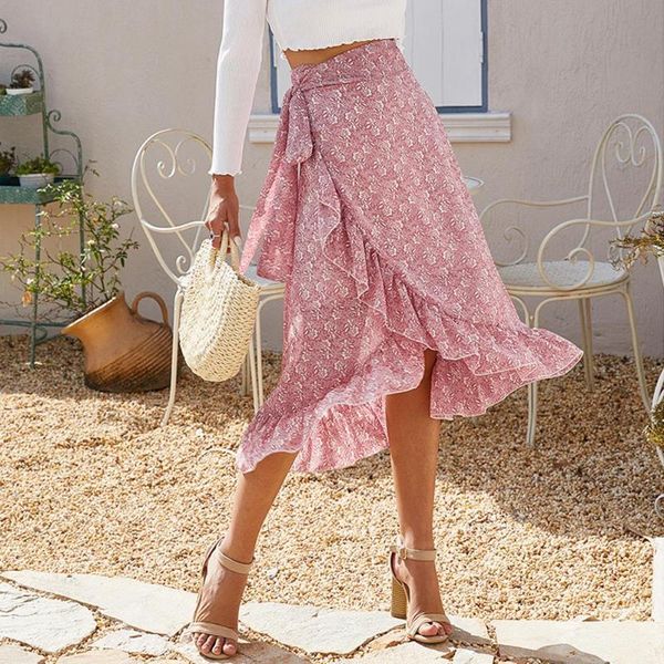 skirts 2021 women's high waist ruffle floral print wrap asymmetrical tie low hem flowy midi chiffon skirt side slit skort, Black
skirts 2021 women's high waist ruffle floral print wrap asymmetrical tie low hem flowy midi chiffon skirt side slit skort, Black