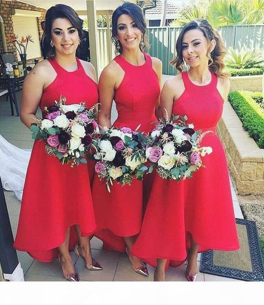 red bridesmaid dresses 2021 halter a line satin high low sleeveless custom made maid of honor gown country wedding party wear vestidos, White;pink
red bridesmaid dresses 2021 halter a line satin high low sleeveless custom made maid of honor gown country wedding party wear vestidos, White;pink