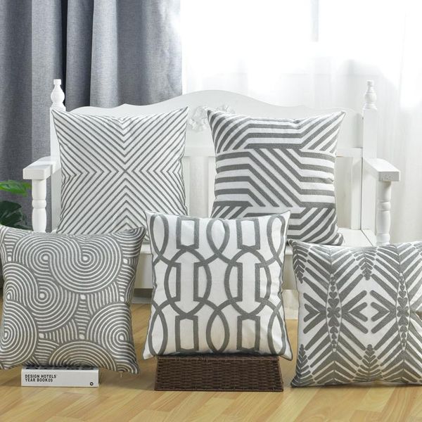 cushion/decorative pillow embroidery geometric cushion cover gray striped decorative sofa throw home office chair back pillowcase 45x45cm
cushion/decorative pillow embroidery geometric cushion cover gray striped decorative sofa throw home office chair back pillowcase 45x45cm