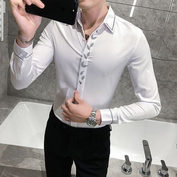 2021 new british style fall for men fashion embroidered sleeve long casual shirts streetwear thin fit blouse homme 3xl-m 4q3n, Black;brown
2021 new british style fall for men fashion embroidered sleeve long casual shirts streetwear thin fit blouse homme 3xl-m 4q3n, Black;brown