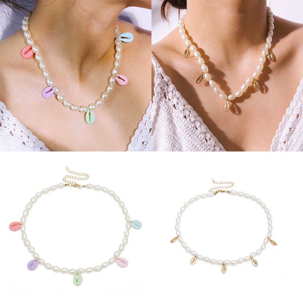 jewelry creative personality geometric women bohemian color shell temperament pearl necklace, Silver
jewelry creative personality geometric women bohemian color shell temperament pearl necklace, Silver