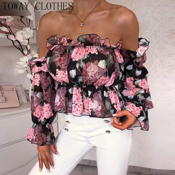 women's blouses & shirts women off shoulder floral print ruffles casual blouse plus size spring and, White
women's blouses & shirts women off shoulder floral print ruffles casual blouse plus size spring and, White