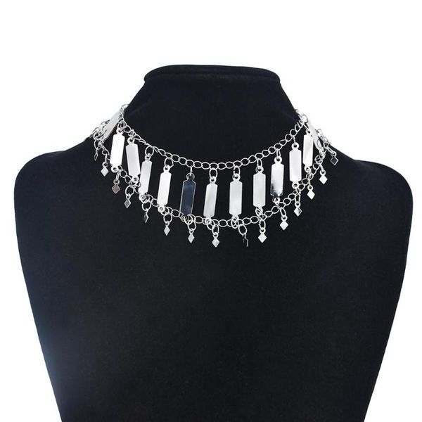 chains fashion simple double layer necklace for women tassel clavicle chain statement exaggerated short collar, Silver
chains fashion simple double layer necklace for women tassel clavicle chain statement exaggerated short collar, Silver