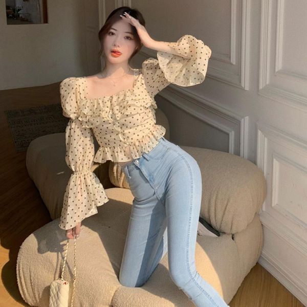 women's blouses & shirts autumn chiffon shirt women 2021 temperament square collar thin vintage floral all-match crop chic slim womens, White
women's blouses & shirts autumn chiffon shirt women 2021 temperament square collar thin vintage floral all-match crop chic slim womens, White