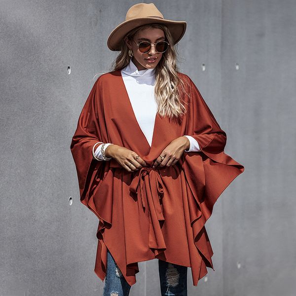 2021 autumn fashion batwing sleeve belt women new solid v-neck cloak jacket oversize coat female casual d1cr, Black;brown
2021 autumn fashion batwing sleeve belt women new solid v-neck cloak jacket oversize coat female casual d1cr, Black;brown