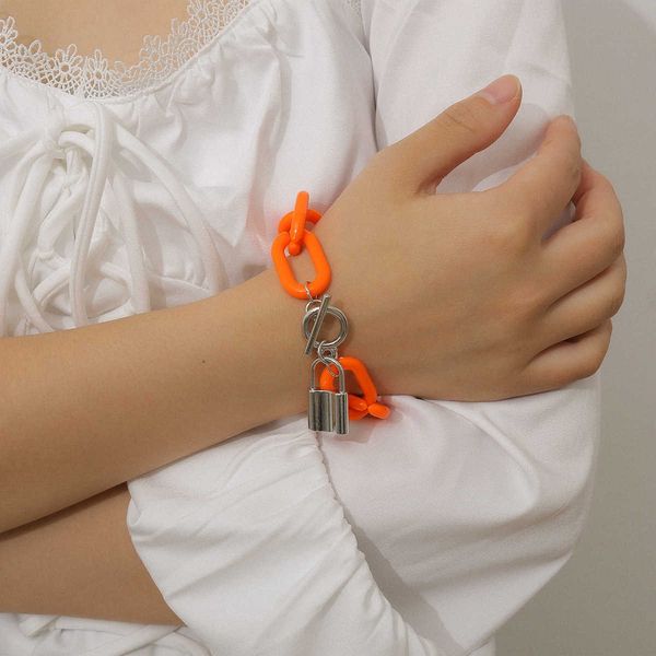 jewelry personality ot button simple versatile hand decoration creative fluorescent punk thick chain lock brac, Silver
jewelry personality ot button simple versatile hand decoration creative fluorescent punk thick chain lock brac, Silver