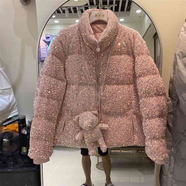 2021 new net red sequin down jacket women's short white duck fashion loose pink heavy industry, Black
2021 new net red sequin down jacket women's short white duck fashion loose pink heavy industry, Black