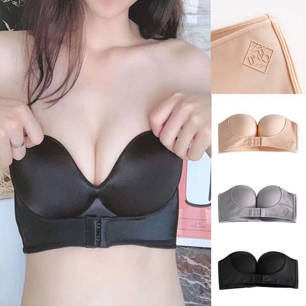 bras breathable underwear anti-slip strapless front buckle gathe r up invisible push bra, Red;black
bras breathable underwear anti-slip strapless front buckle gathe r up invisible push bra, Red;black