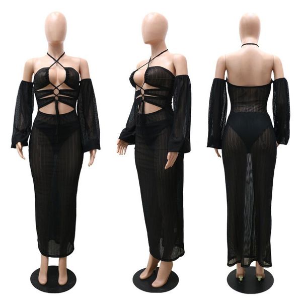 casual dresses women halter long sleeve hollow out mesh maxi dress party clubwear outfits 2021, Black;gray
casual dresses women halter long sleeve hollow out mesh maxi dress party clubwear outfits 2021, Black;gray
