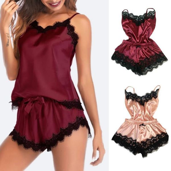 women's sleepwear satin set black lace v-neck pyjamas sleeveless cute cami and shorts pijama mujer algodon veran, Black;red
women's sleepwear satin set black lace v-neck pyjamas sleeveless cute cami and shorts pijama mujer algodon veran, Black;red