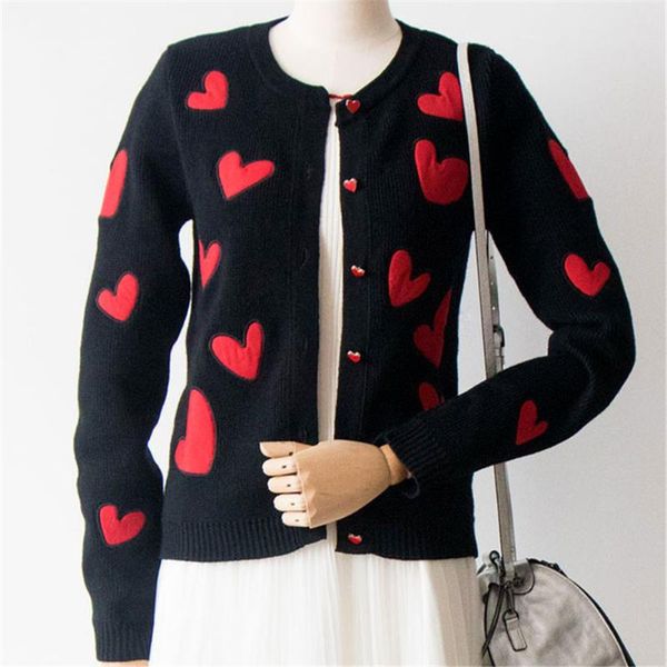 women's sweaters runway high-end heart buttons cardigan women outwear 2021 autumn winter embroidery sweater coat knit cute, White;black
women's sweaters runway high-end heart buttons cardigan women outwear 2021 autumn winter embroidery sweater coat knit cute, White;black