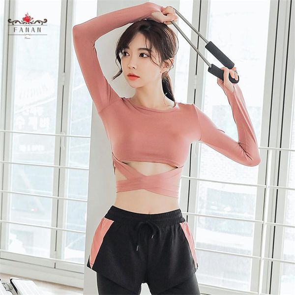 women sports yoga shirts workout crop long sleeve shorts gym fitness cross waist breathable yoga t-shirts, White;red
women sports yoga shirts workout crop long sleeve shorts gym fitness cross waist breathable yoga t-shirts, White;red