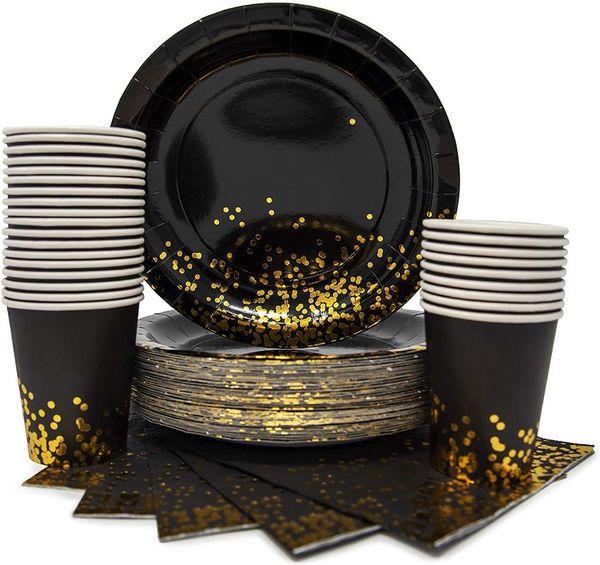 disposable dinnerware black gold plates cups napkins tableware sets party supplies for graduation birthday cocktail wedding christmas
disposable dinnerware black gold plates cups napkins tableware sets party supplies for graduation birthday cocktail wedding christmas
