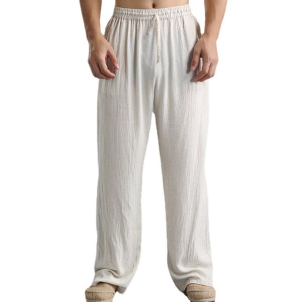 men's pants breathable linen loose casual sport wide leg pants elastic band design fashion, Black
men's pants breathable linen loose casual sport wide leg pants elastic band design fashion, Black