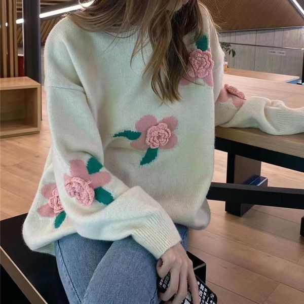 women's sweaters loribindwood 2021 fall pullover sweater women loose heavy industry rose flowers hand-embroidered retro knitted, White;black
women's sweaters loribindwood 2021 fall pullover sweater women loose heavy industry rose flowers hand-embroidered retro knitted, White;black
