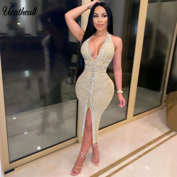 casual dresses drilling patchwork midi dress women deep v neck high split bodycon party clubwear halter backless outfits, Black;gray
casual dresses drilling patchwork midi dress women deep v neck high split bodycon party clubwear halter backless outfits, Black;gray