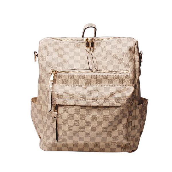 backpack 1 arrival women pu faux leather checked bags functional convertible strap dom112-1404
backpack 1 arrival women pu faux leather checked bags functional convertible strap dom112-1404