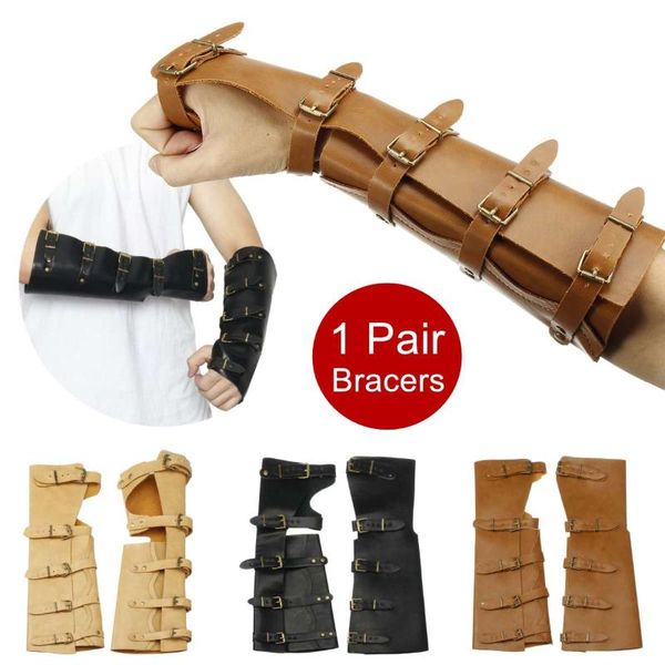 elbow & knee pads 1 pair leather bracers men fashion arm vintage cuffs party cosplay costume wrist guard hand stage props sports belt kits, Black;gray
elbow & knee pads 1 pair leather bracers men fashion arm vintage cuffs party cosplay costume wrist guard hand stage props sports belt kits, Black;gray