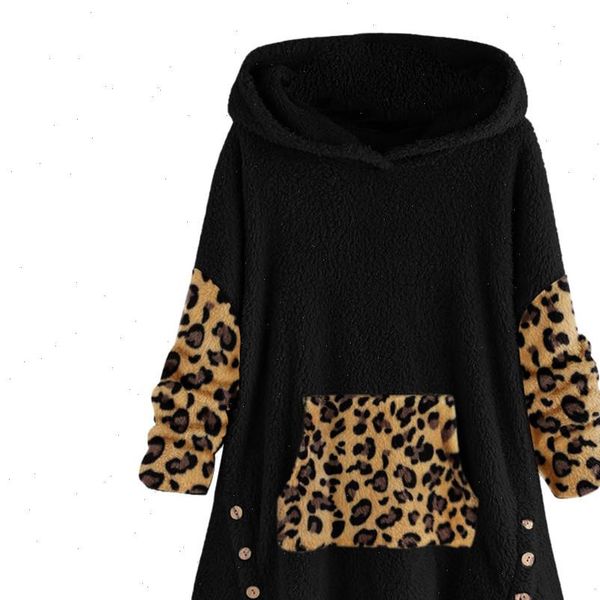 z25 women winter plush coat fleece leopard hoodie plus size button lady pocket outwear long pullover womens sweatshirt, Black
z25 women winter plush coat fleece leopard hoodie plus size button lady pocket outwear long pullover womens sweatshirt, Black