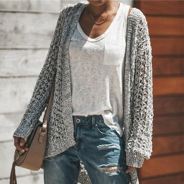 women's sweaters cardigan women 2021 autumn winter loose knitting sweater solid hollow out clothing for ladies causal female, White;black
women's sweaters cardigan women 2021 autumn winter loose knitting sweater solid hollow out clothing for ladies causal female, White;black