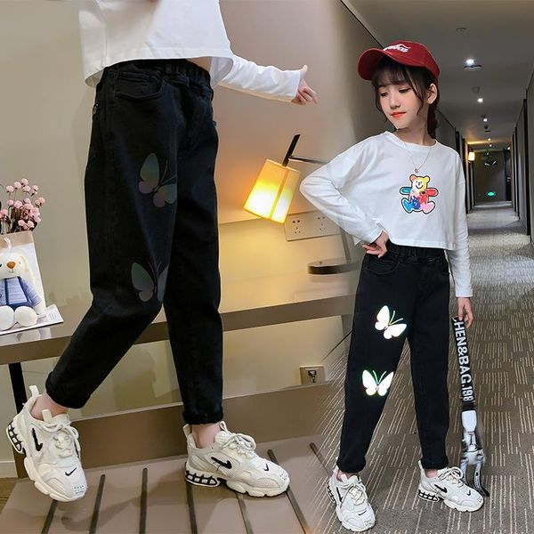 jeans 2021 autumn children pants kids girls black light reflection butterflies denim baby girl clothes 6 8 10 12 years, Blue
jeans 2021 autumn children pants kids girls black light reflection butterflies denim baby girl clothes 6 8 10 12 years, Blue