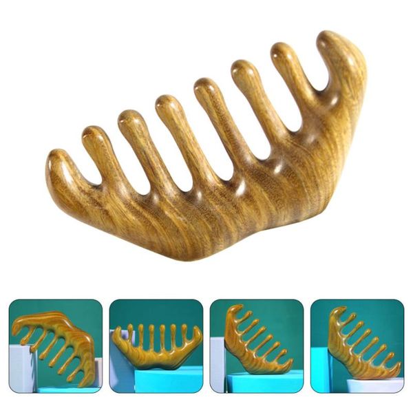 hair brushes 1pc wood comb head scalp tool anti-static big teeth, Silver
