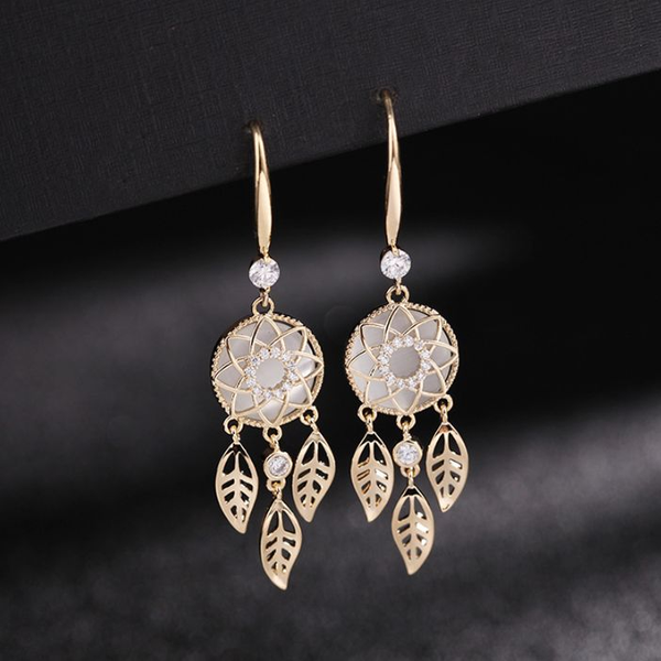 dream catcher japanese korean tassel long hhollow leaf opal earring fashion retro new year ear jewelry for elegant women banquet, Silver
dream catcher japanese korean tassel long hhollow leaf opal earring fashion retro new year ear jewelry for elegant women banquet, Silver