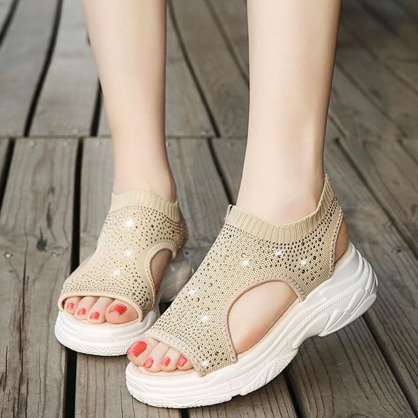 sandals knit women rhinestone platform wedge shoes summer breathable stretch fabric thick sole mujer, Black
sandals knit women rhinestone platform wedge shoes summer breathable stretch fabric thick sole mujer, Black