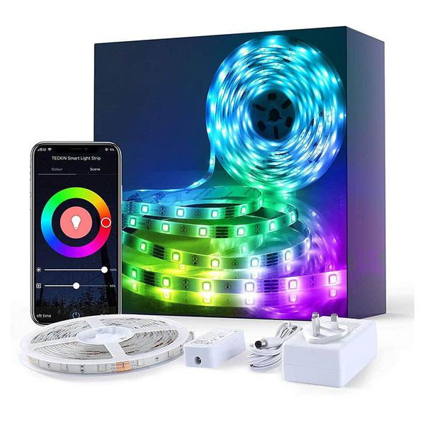 smart wifi led strip light app control rgb & music sync works with alexa, google assistant 
smart wifi led strip light app control rgb & music sync works with alexa, google assistant