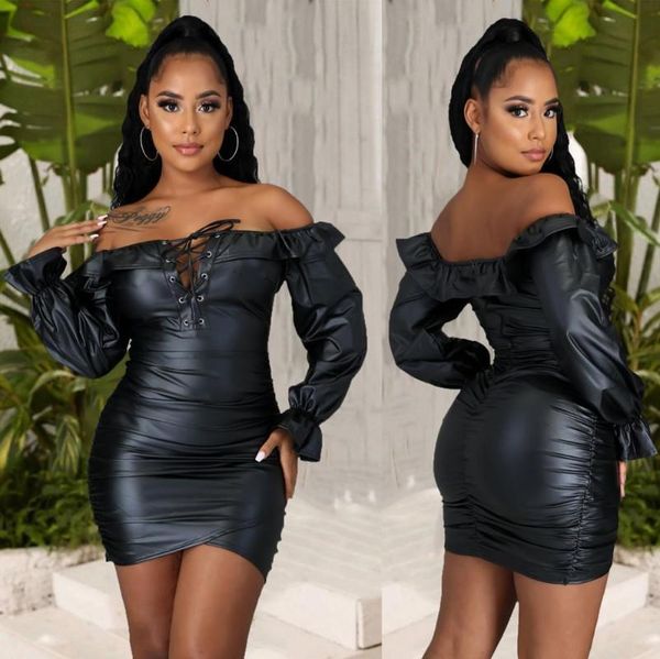 casual dresses strapless pu leather skater dress women ruffles bodycon mini party solid club, Black;gray
casual dresses strapless pu leather skater dress women ruffles bodycon mini party solid club, Black;gray